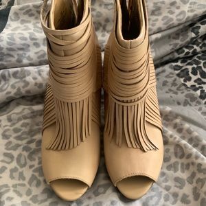 Carlos Santana Fringe Wedge Booties